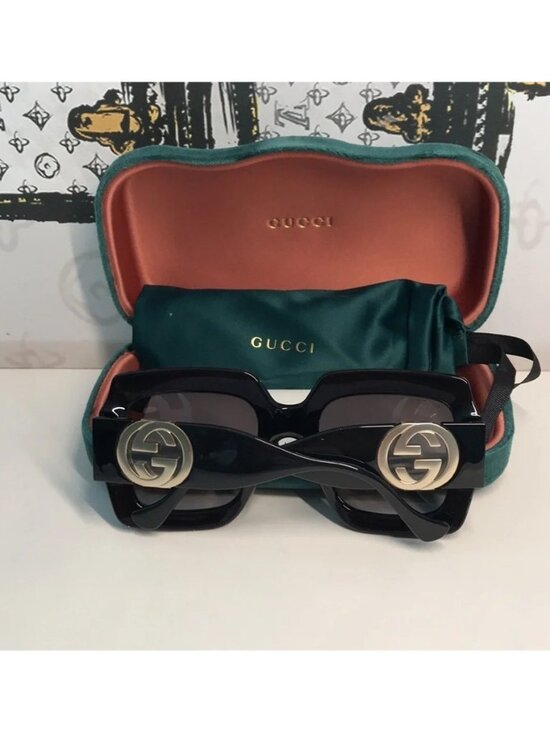 New ✨ Authentic Gucci GG1022S 001 Black Oversized Square Sunglasses ✨ main image 4